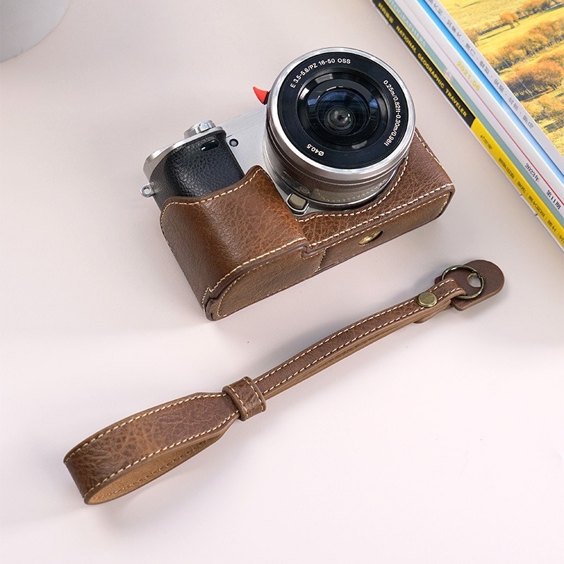 Camera Bag PU Leather Half Bod - đánh giá và giá Sony Camera A6400